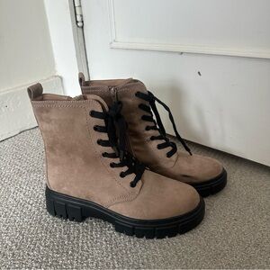 Limelight Taupe Combat Boots with Black Soles